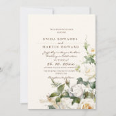 Invitation Élégant Mariage Rose Beige Floral (Devant)