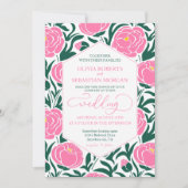 Invitation Élégant Mariage rose de pivoine (Devant)