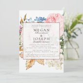 Invitation Élégant Mariage Rose Dusty (Debout devant)