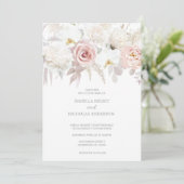 Invitation Elégant mariage rose et blanc Fleur invite (Debout devant)