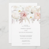 Invitation Elégant mariage rose et blanc Fleur invite (Devant / Derrière)
