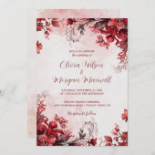 Invitation Élégant Mariage rose et rouge (Devant / Derrière)