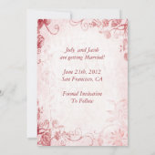 Invitation Élégant mariage rose et rouge vintage Enregistrer  (Dos)