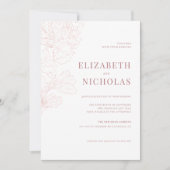 Invitation Élégant Mariage rose Fleur (Devant)