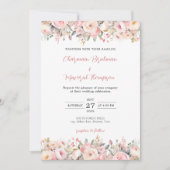 Invitation Élégant Mariage rose floral (Devant)