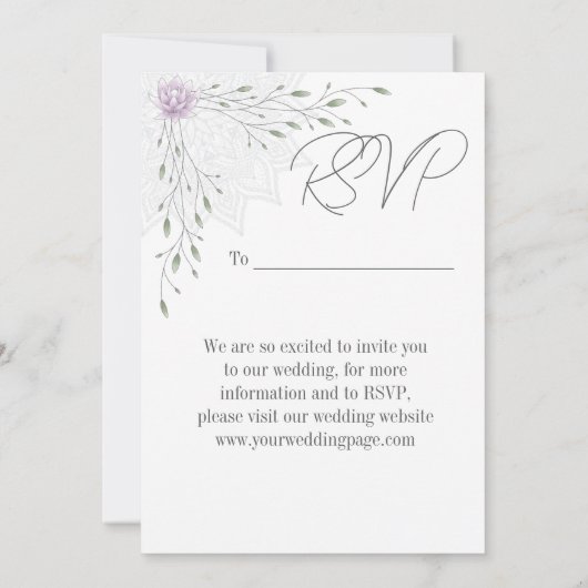 Invitation Élégant Mariage rose floral et vert (Dos)