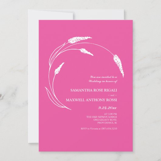 Invitation Élégant Mariage rose Fuchsia moderne (Devant)