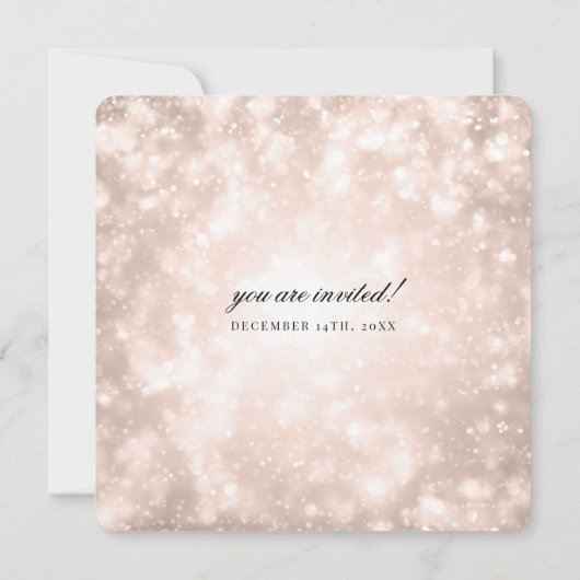 Invitation Elégant mariage Rose Gold Champagne Bokeh (Dos)