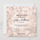 Invitation Elégant mariage Rose Gold Champagne Bokeh (Devant)