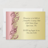 Invitation Élégant Mariage rose mauve et or (Dos)