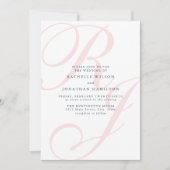 Invitation Élégant Mariage rose Monogramme minimal (Devant)