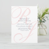 Invitation Élégant Mariage rose Monogramme minimal (Debout devant)
