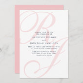 Invitation Élégant Mariage rose Monogramme minimal (Devant / Derrière)