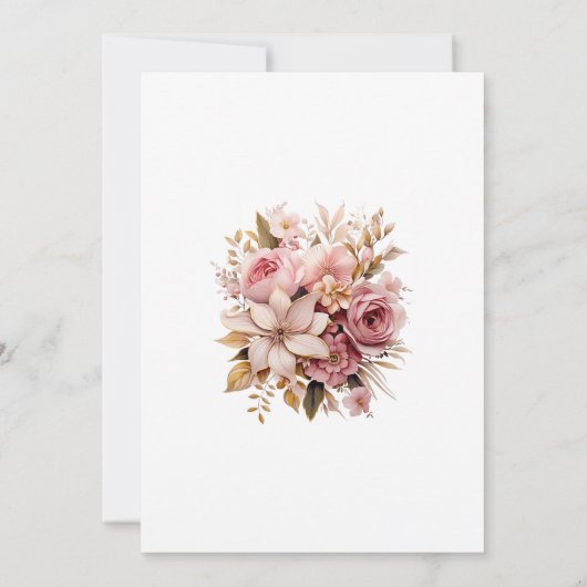 Invitation Élégant Mariage rose or (Dos)