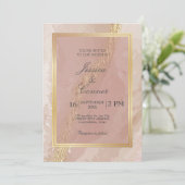 Invitation Elégant mariage rose or marbre (Debout devant)