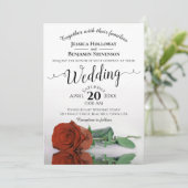 Invitation Élégant Mariage Rose orange de rouille à longue ti (Debout devant)