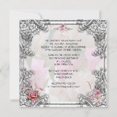 Invitation Elégant Mariage Rose Rose Argent Blanc (Dos)