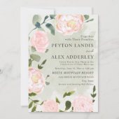 Invitation Élégant Mariage rose rose rose floral Sage vert (Devant)