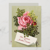 Invitation Élégant Mariage rose rose Vintage (Devant / Derrière)