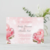 Invitation Élégant Mariage rose Roses (Debout devant)