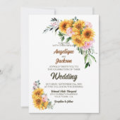 Invitation Élégant Mariage rose tournesol (Devant)