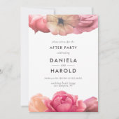 Invitation Élégant mariage rose vintage après la fête (Devant)