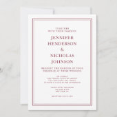 Invitation Élégant mariage rouge bordeaux formel (Devant)