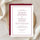 Invitation Élégant mariage rouge bordeaux formel