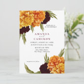 Invitation Elégant Mariage rouge Bourgogne "MARIGOLD" (Debout devant)