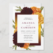 Invitation Elégant Mariage rouge Bourgogne "MARIGOLD" (Devant)