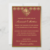 Invitation Élégant Mariage rouge et or (Devant)