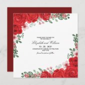 Invitation Élégant Mariage Rouge Floral Enregistrer La Date I (Devant / Derrière)