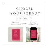 Invitation Élégant Mariage rouge magenta formel
