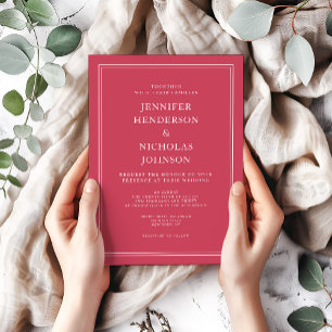 Invitation Élégant Mariage rouge magenta formel