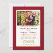 Invitation Élégant Mariage rouge or moderne (Devant)