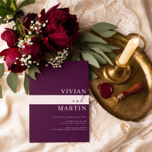 Invitation Élégant Mariage Royal Crimson Tout-en-un QR