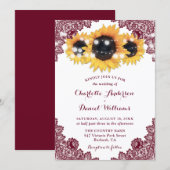 Invitation Élégant Mariage Rustique Bourguignon avec Fleurs d (Devant / Derrière)