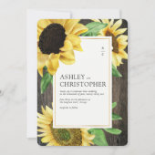 Invitation Élégant Mariage rustique de tournesol en bois (Devant)