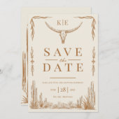 Invitation Elégant Mariage Rustique Occidental Enregistrer La (Devant / Derrière)