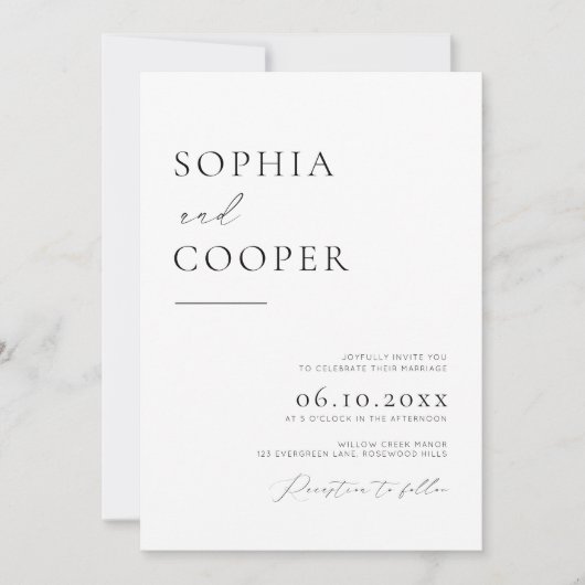 Invitation Élégant Mariage rustique simple (Devant)