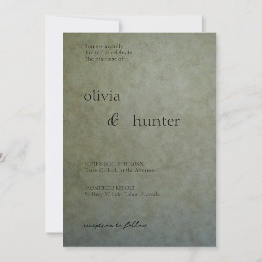 Invitation Élégant Mariage Sage Gold (Devant)