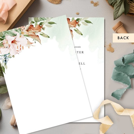 Invitation Élégant Mariage Sage Green et Earth Blooms