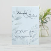 Invitation Élégant Mariage Script Botanique Bleu Clair (Debout devant)