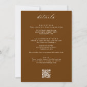 Invitation Élégant Mariage Script Brun & Crème Tout en Un (Dos)
