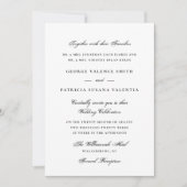 Invitation Élégant Mariage Script Classique Fond Noir Blanc (Devant)