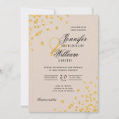 Invitation Élégant Mariage Script Gold Confetti Champagne (Devant)