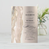 Invitation Élégant Mariage Script Pailleté Perle (Debout devant)