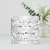 Invitation Elégant Mariage Silver Shimmer Lumières (Debout devant)