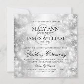 Invitation Elégant Mariage Silver Shimmer Lumières (Devant)