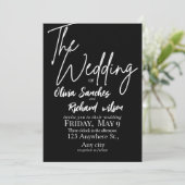 Invitation Élégant Mariage Simple Blanc et Noir (Debout devant)